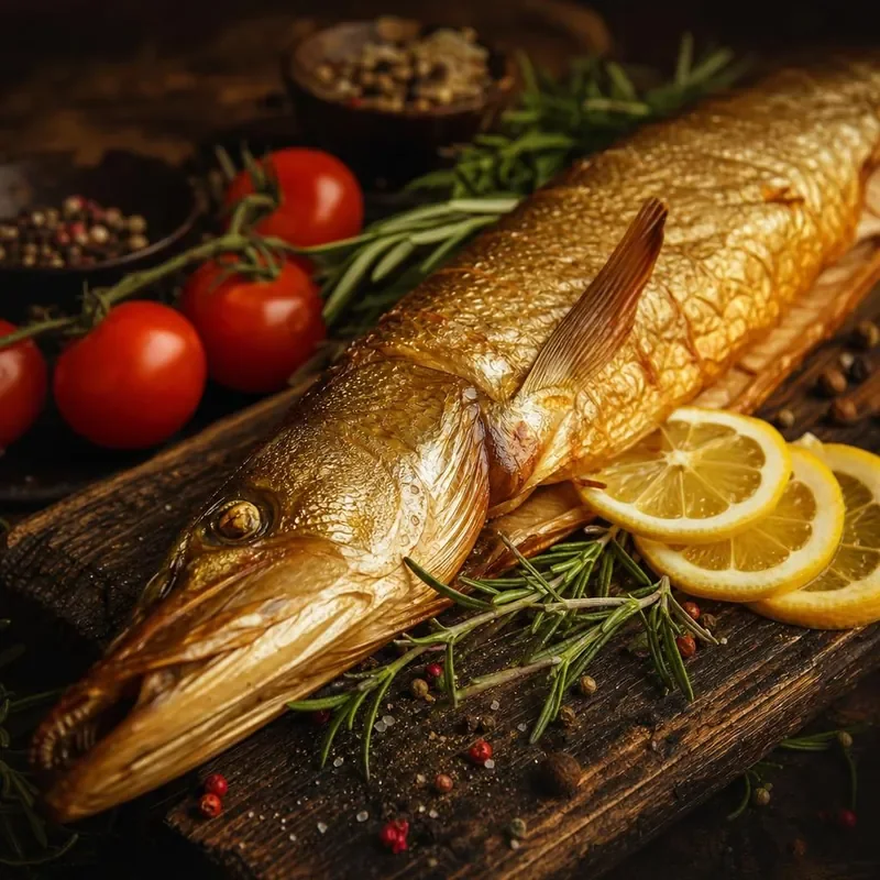 Щука горячего копчения: Плотное мясо сибирской рыбы. — магазин «ПроКопчёный», Кафтанчиково